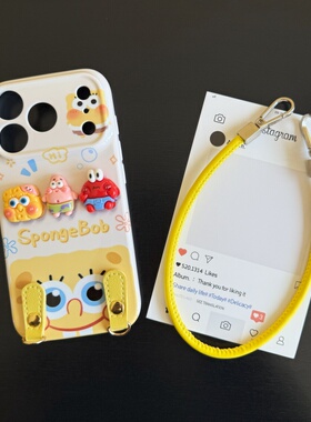 海绵宝宝适用苹果17promax菲林手机壳iPhone16全包软壳华为P80小米VIVOX300荣耀一加OPPO韩版ins风保护套卡通