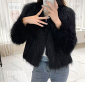 2026新款 显瘦毛毛大衣 加密双面貉子毛编织皮草外套女V领网红爆款