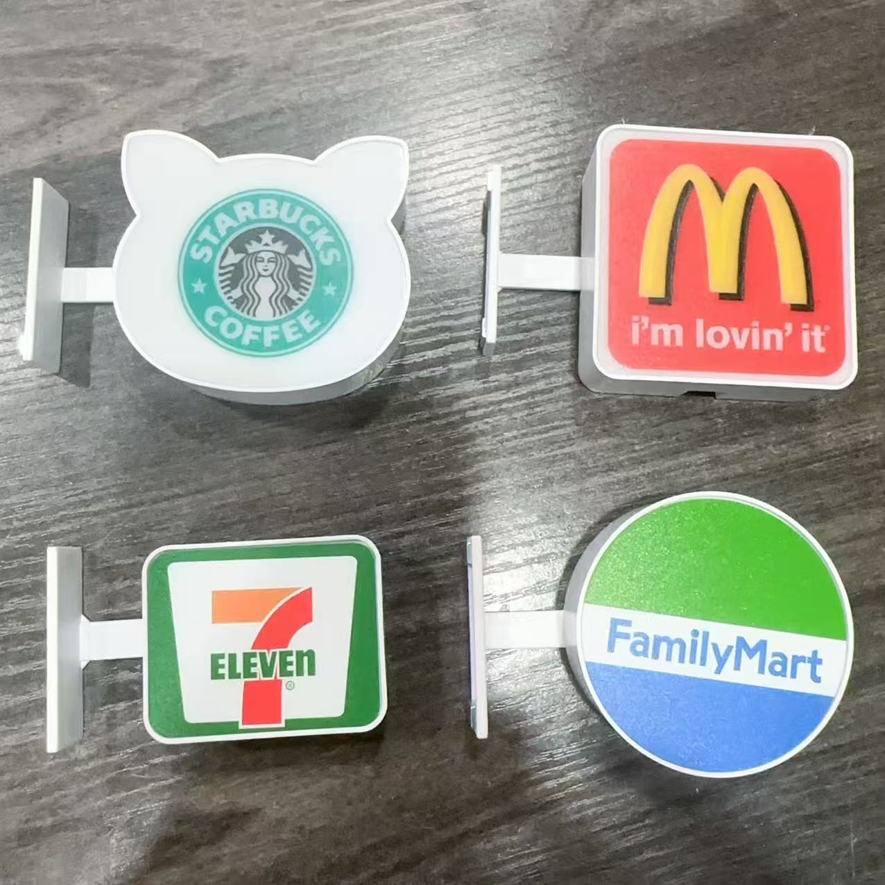 发光冰箱贴便利店灯牌711全家模型可磁吸家居装饰磁铁摆件