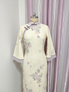 【紫绣球】改良旗袍新中式连衣裙秋冬加绒倒大袖日常可穿少女年轻