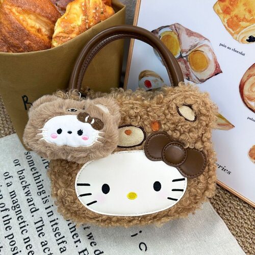 韩版复古豹纹凯蒂猫单肩斜挎小众