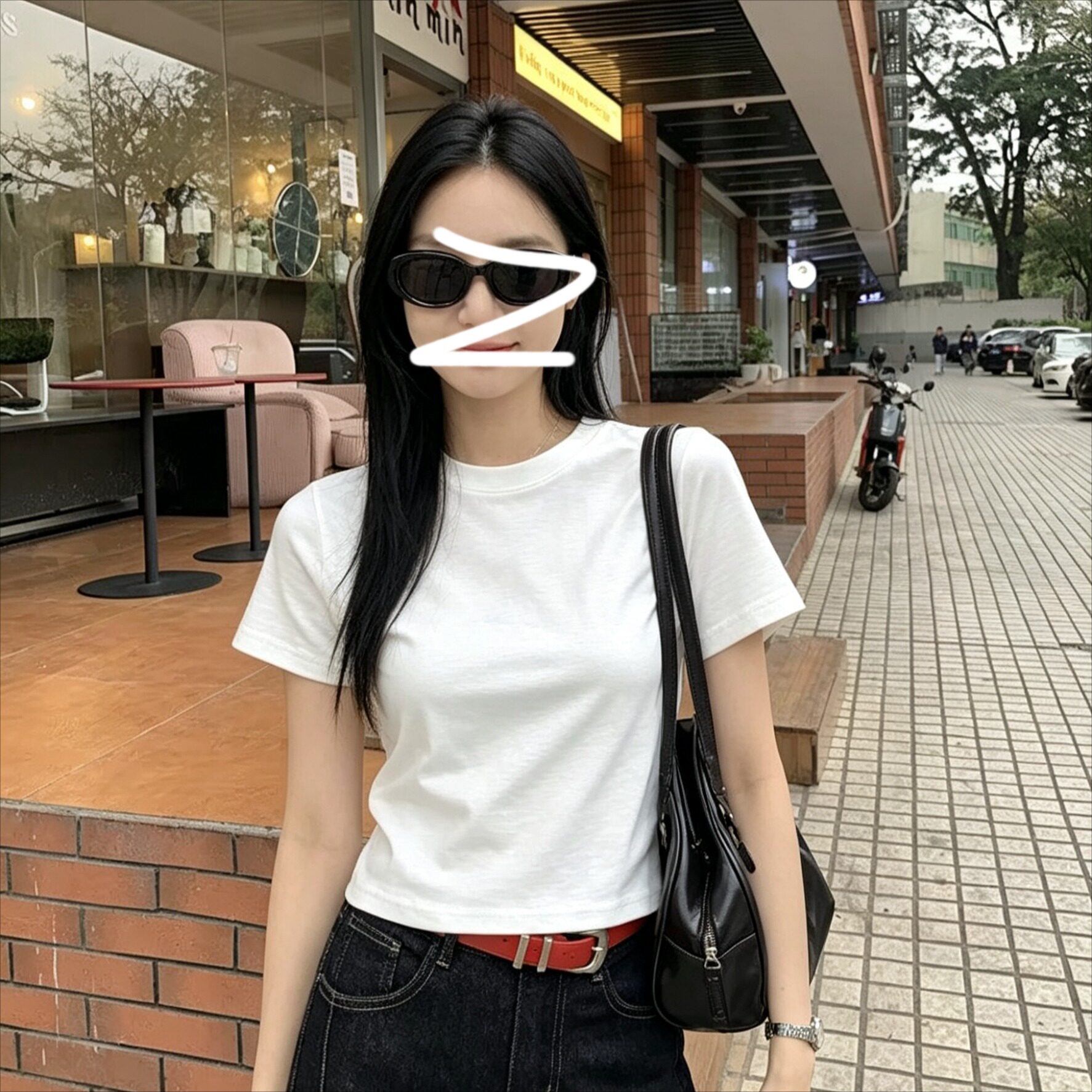 ＜汤汤＞小个子韩系纯色白色短款短袖t恤女夏季修身小个子上衣