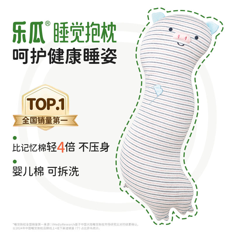 乐瓜新款蓝耳猪睡觉抱枕