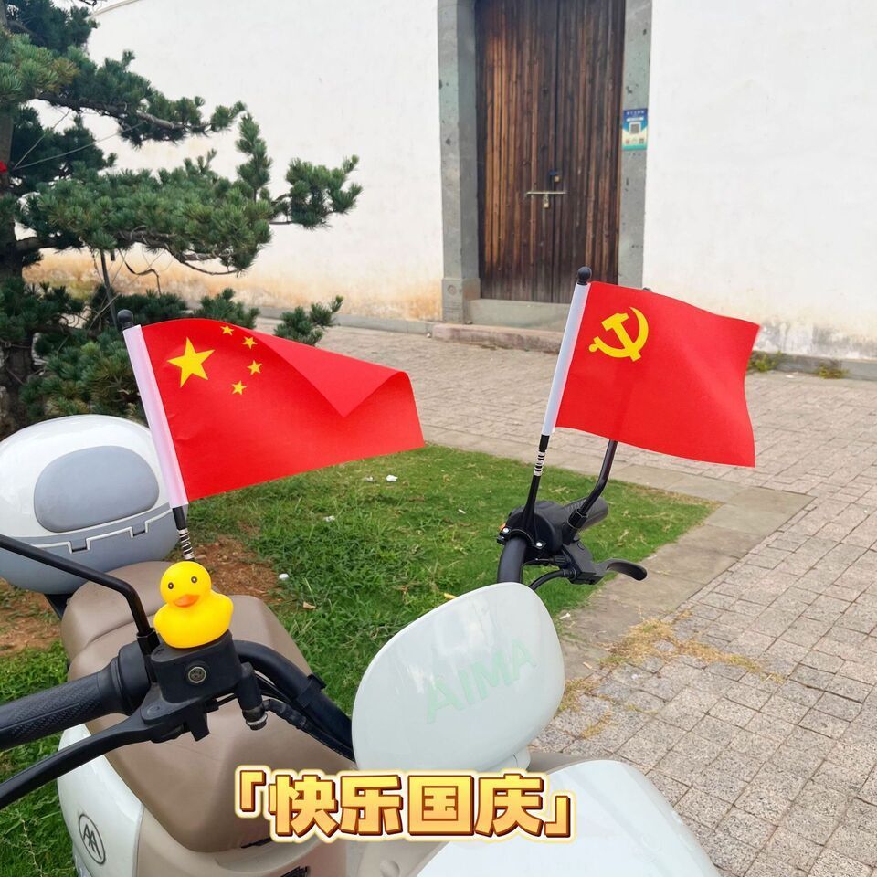 国庆五星小红旗电动车自行车通用