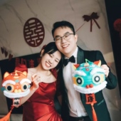 新娘结婚婚礼拍照道具醒狮灯笼晨袍伴娘团中式 婚礼跟拍小道具