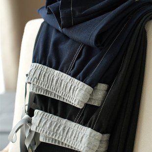 春夏薄款 女士仿牛仔香蕉裤 松紧腰弯月牛仔裤 显瘦直筒裤 女装