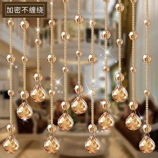 饰挂帘家用免打孔 水晶珠帘玄关阳台客餐厅隔断卫生间门帘装