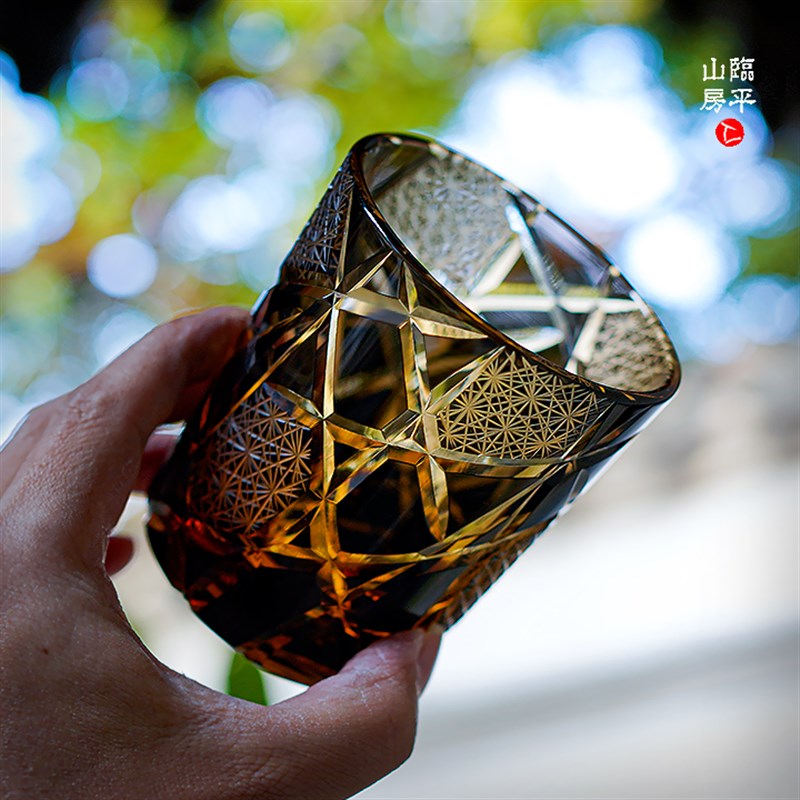 江户切子日式复古威士忌酒杯无铅玻璃个性洋酒杯创意礼物手工杯子