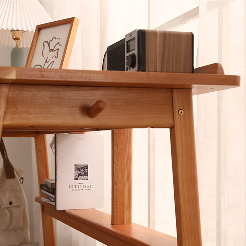 北欧全实木橡木樱桃木长书桌椅带抽屉书架日式简约电脑学习桌1.6m