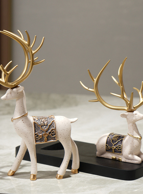 新中式家居酒柜铃兰鹿红酒架摆件餐柜装饰客厅玄关乔迁新居礼品