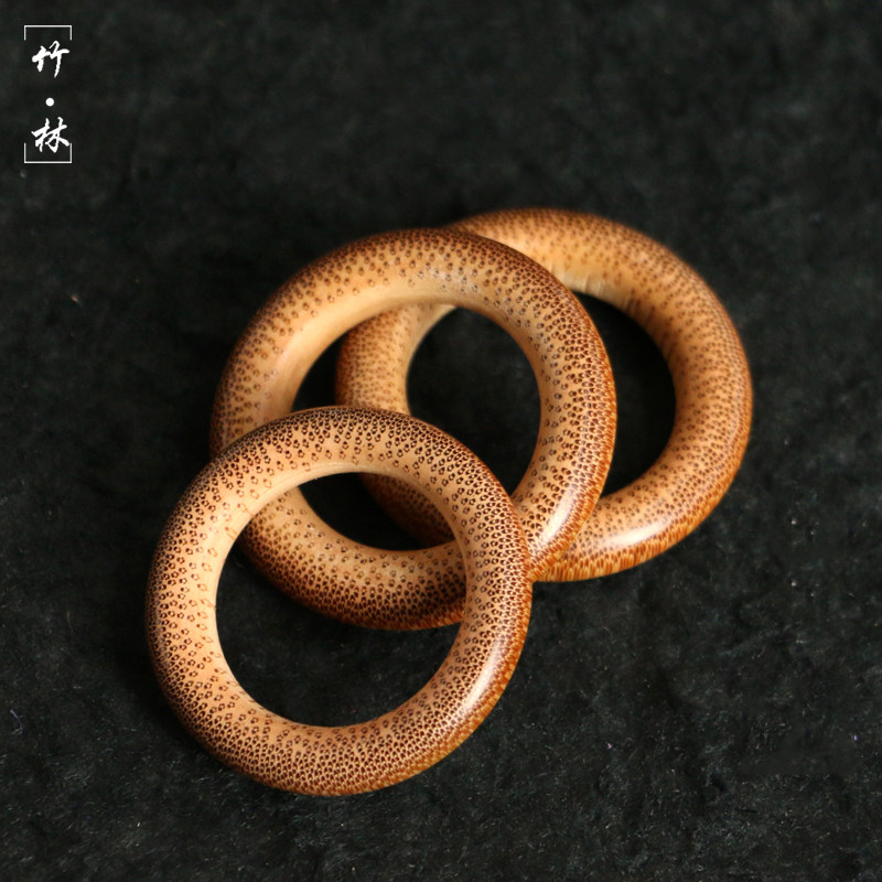 精品天然满花鱼籽纹老玉竹文玩竹圈配饰挂件车钥匙手机手指环竹环