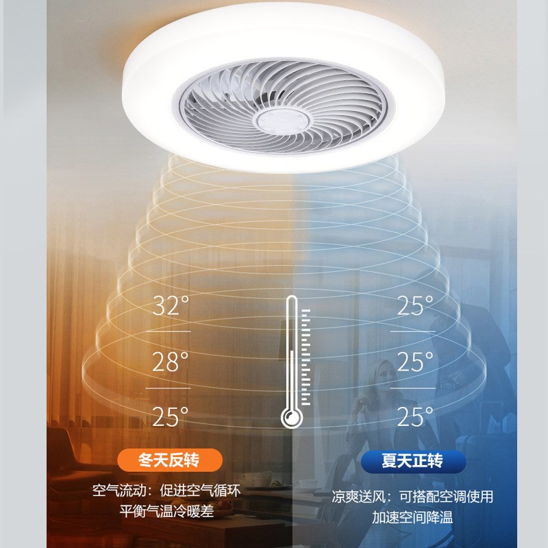 吸顶风扇灯超薄隐形吊扇灯卧室餐厅家用灯扇一体带电扇的吊灯110V