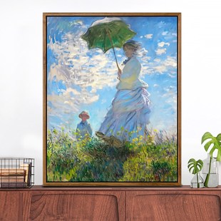 女人 数字油画diy风景名画手工绘填色丙烯颜料画莫奈油画撑阳伞