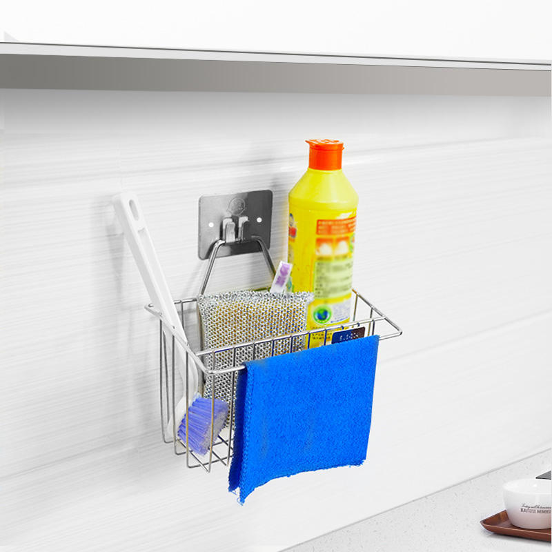 免打孔厨房水槽洗碗布置物架304不锈钢挂篮隔水篮滤水篮沥水篮