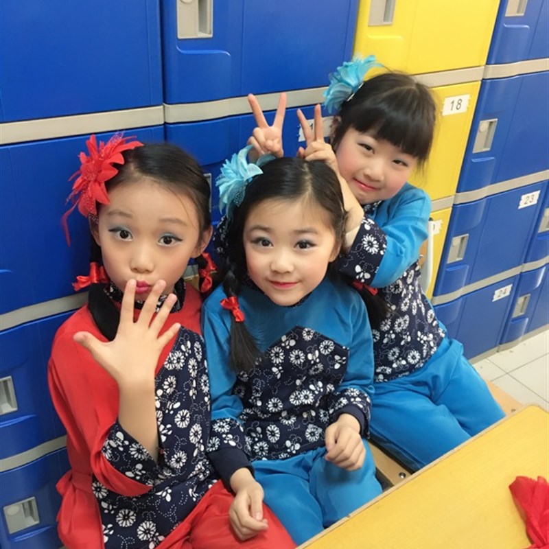 儿童演出服女民族秧歌服十送红军舞蹈服装喜庆开门红表演服村姑服