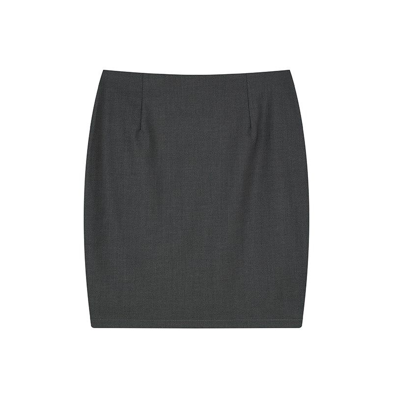 深灰色包臀裙职业西装面料短裙紧身一步裙显瘦工作半身裙夏天薄款
