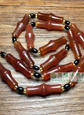 辽金老玛瑙管珠勒子长管飞碟陀螺珠竹节贸易珠红色玛瑙文玩配饰