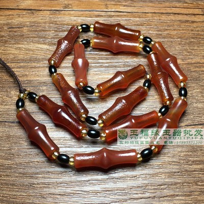 辽金老玛瑙管珠勒子长管飞碟陀螺珠竹节贸易珠红色玛瑙文玩配饰