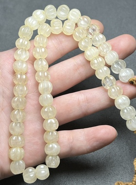 尼泊尔老水晶多棱南瓜珠白水晶手串项链多宝串散配珠长串复古项链