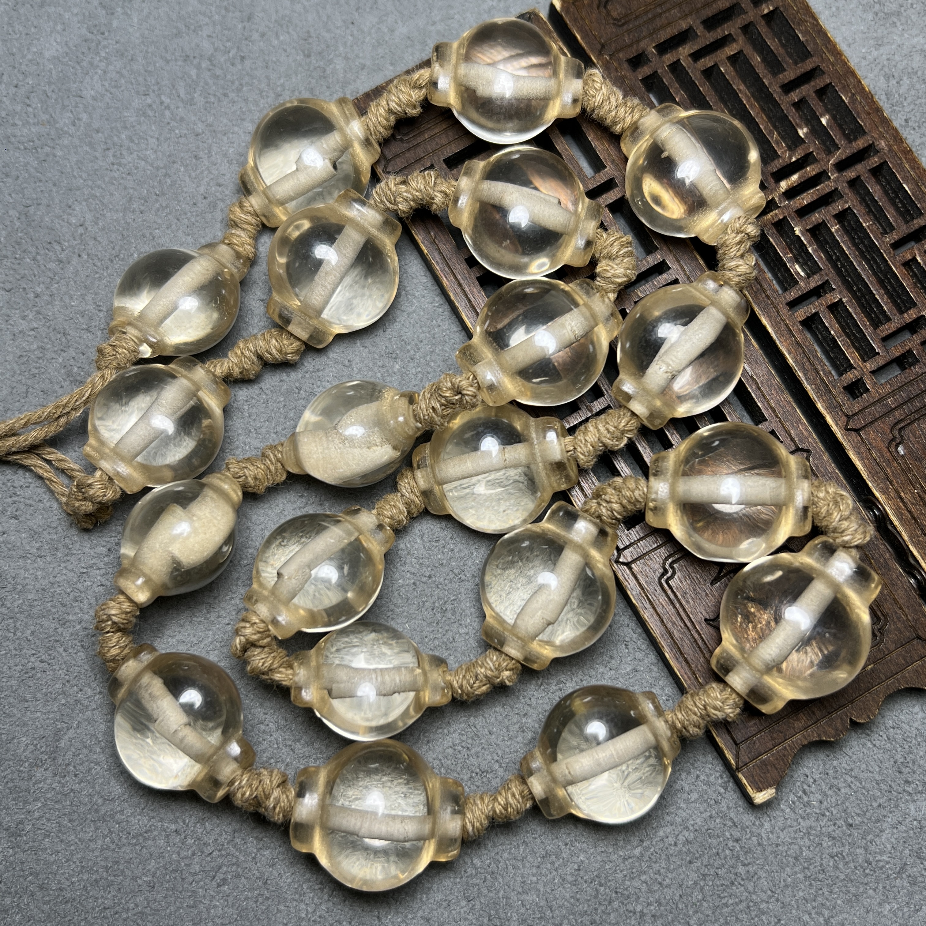 尼泊尔老水晶多棱老白水晶项链灯笼珠白水晶手链项链文玩吊坠配饰