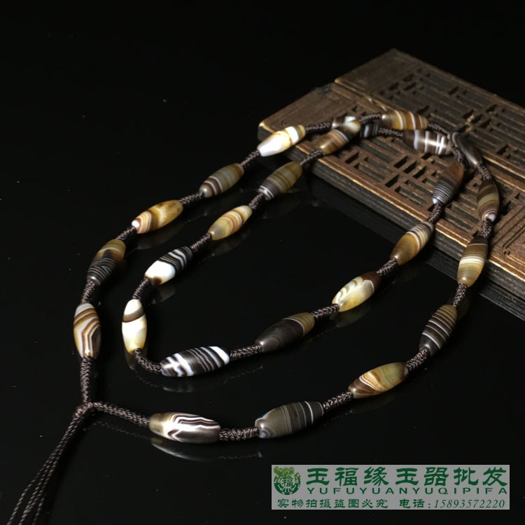 缠丝玛瑙挂绳项链男女款吊坠