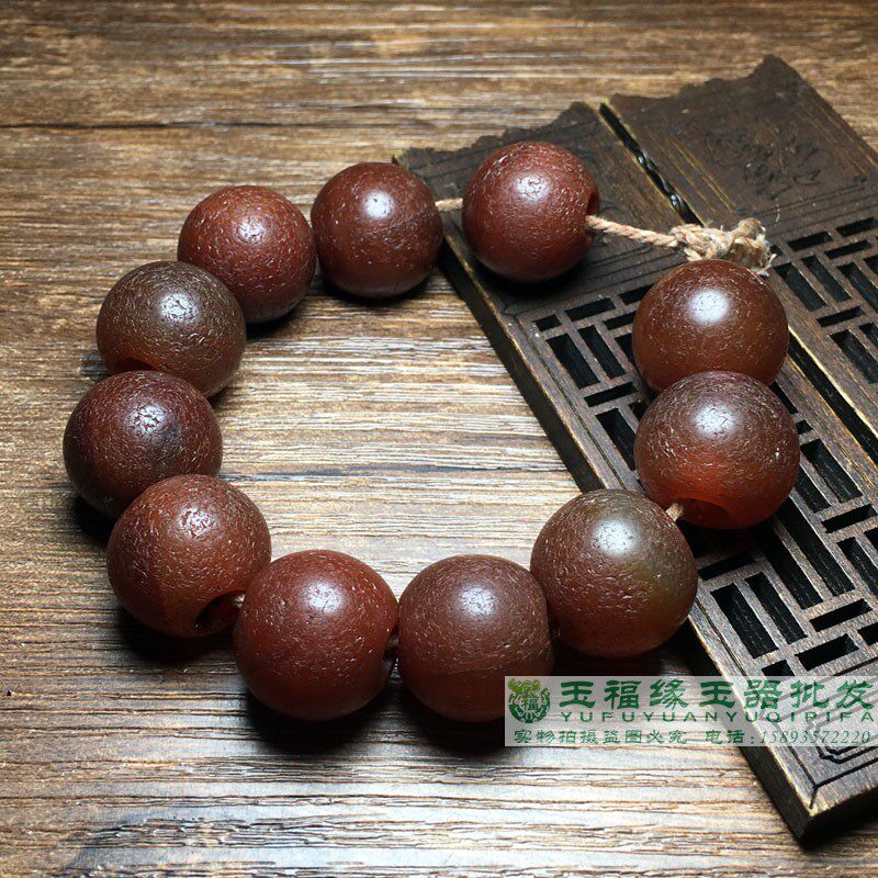 辽金柿子红内蒙老红玛瑙风化圆珠手串链包浆老珠子民族风饰品手饰