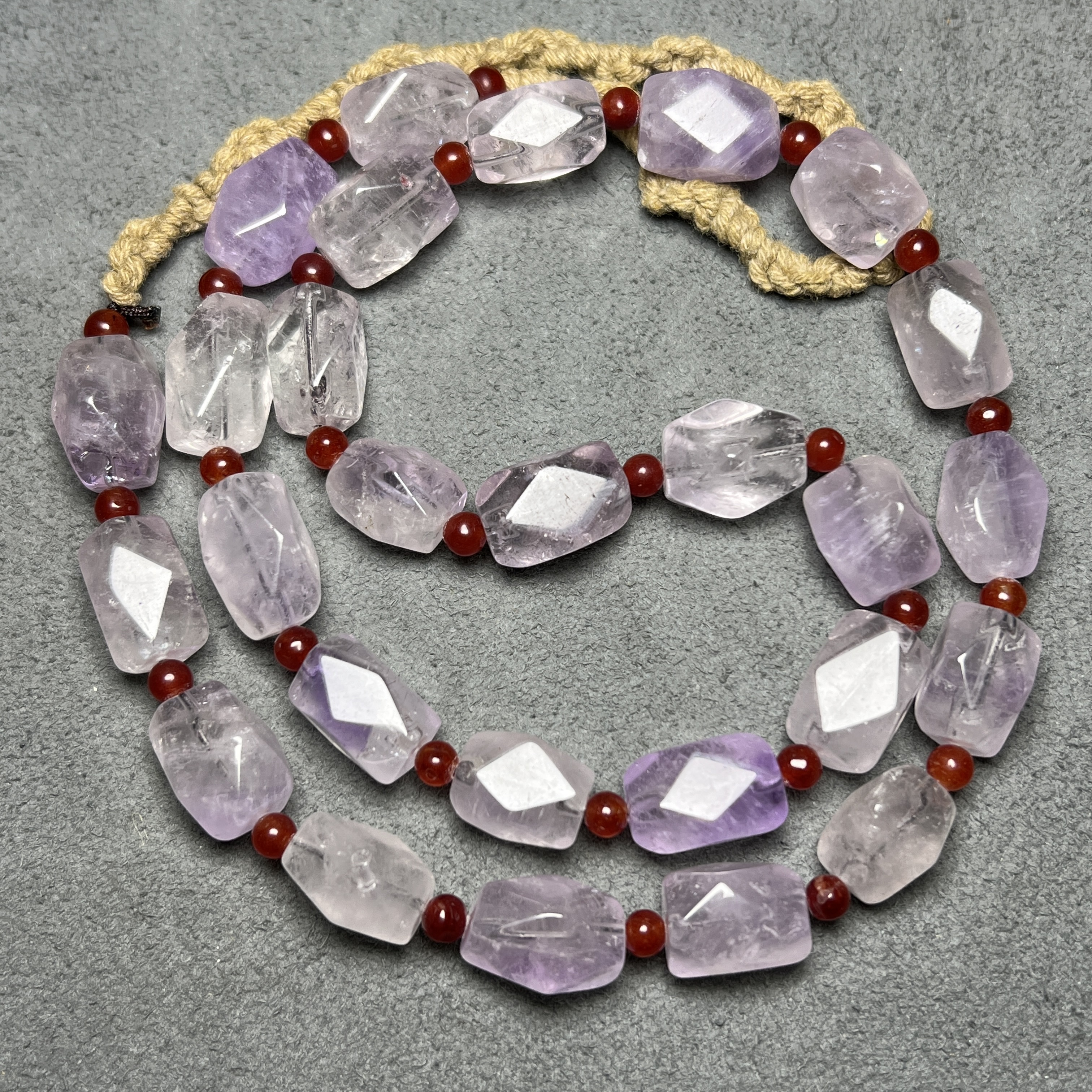 尼泊尔老水晶项链文玩古珠编织八棱多边型项链天然紫水晶珠串链子