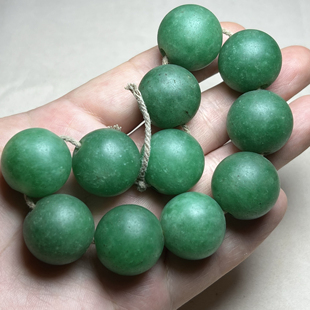 古玩仿古翡翠珠子手链圆珠干青手串大孔道老珠子巴山翠玉石20手链