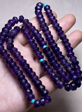 天然老紫水晶梭珠古珠飞碟珠手串项链108钻面切面复古水晶飞碟珠