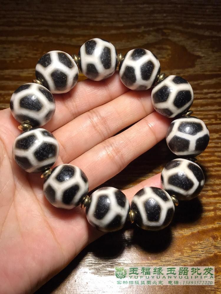 藏传老玛瑙高油包浆达洛多宝手链圆天珠手串佛珠天地虎纹龟甲佛珠