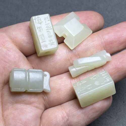 老玉古玩和田玉白玉高品质刚卯严卯翁仲司南佩工字佩五件套配件