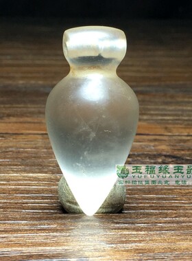 天然老白水晶玉环吊坠亚光鸡心形古玩老水晶辽战国水晶平安扣挂件