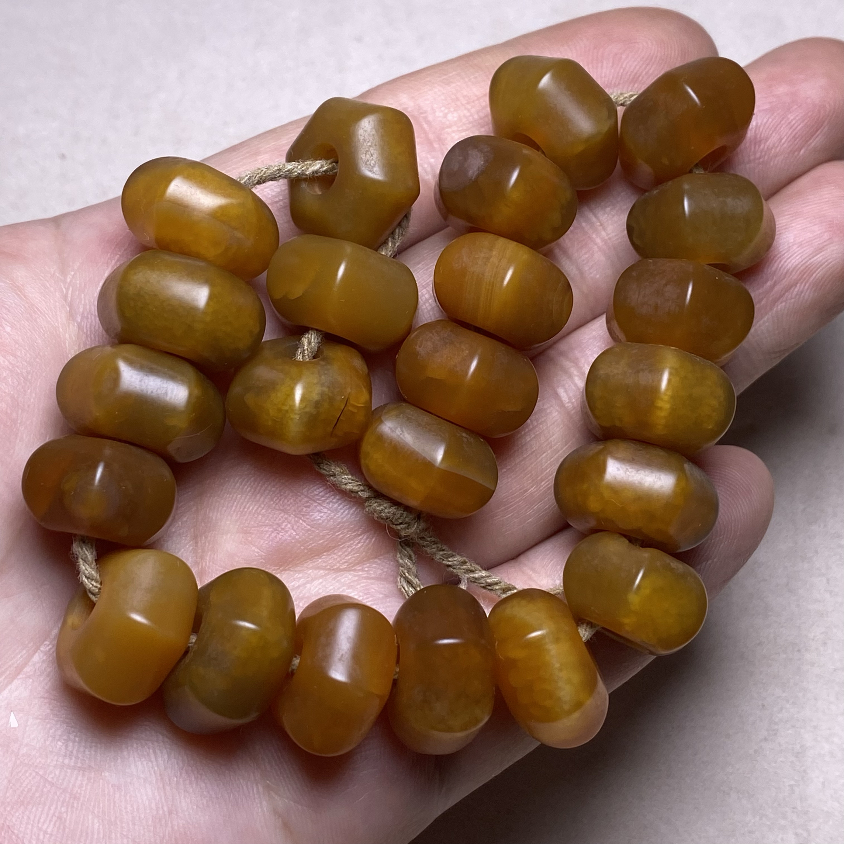 古玩收藏老珠子开片老玛瑙六角灯笼珠西亚风化包浆玛瑙手串手链