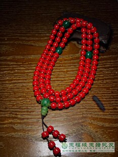 尼泊尔手工古法雪巴牛血红琉璃桶珠老型手串佛珠串108颗雪巴手链