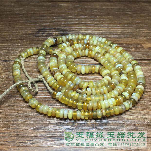 西亚老玛瑙黄缠丝玛瑙算盘珠串玛瑙隔片6mm配珠配饰垫片真玉石串