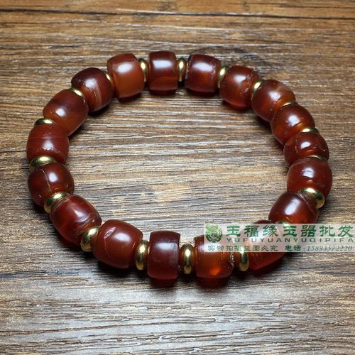 天然酒红西周老红玛瑙桶珠手串红玛瑙高古玛瑙珠老珠子西玛车轮珠