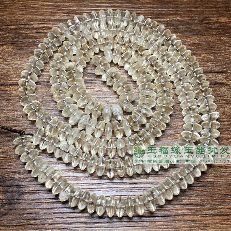 古玩老水晶飞碟珠项链文玩手串佛珠老珠子隔珠隔片老型珠透明水晶