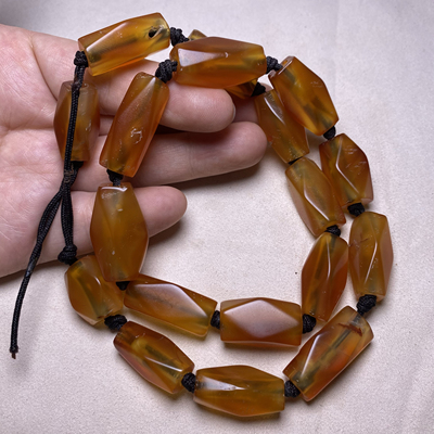 高古西周玛瑙项链配饰古珠老玛瑙管珠唐管八棱红玛瑙勒子辽金玛瑙