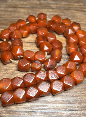 天然糖八棱老玛瑙桶珠手链手串柿子红药师珠转运佛珠念珠长串配珠