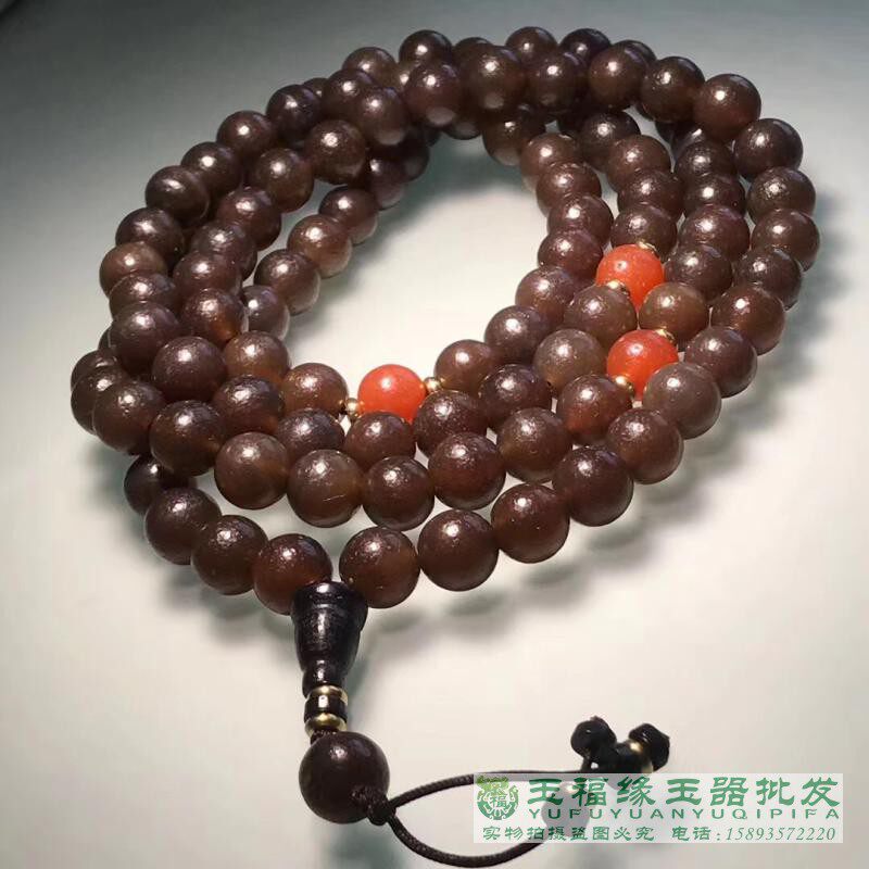 藏传玉髓老矿西周糖色风化老玛瑙圆珠108佛珠念珠手链项链多圈串