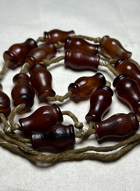 古玩老珠子辽金老酒红玛瑙直圆长管珠吊坠勒子项链花瓶勒子配饰串