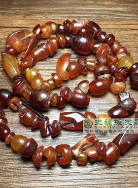 高古西玛古老玛瑙红玛瑙油光包浆随型残珠串包浆玛瑙隔片配珠配饰