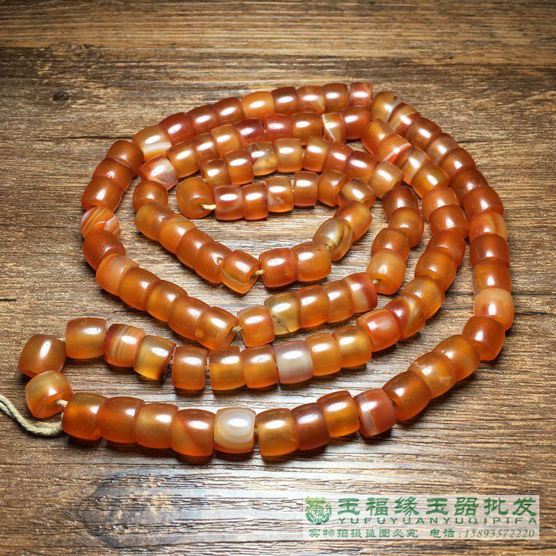 藏传老古珠玉化冰润蜜糖系老玛瑙剁珠算盘珠圆珠佛珠手钏手链108