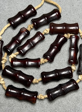 古玩杂件收藏精选酒红玛瑙老玛瑙竹节管珠手链佛珠项链珠散珠配饰