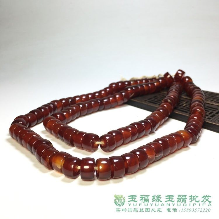 玛瑙桶珠天然西亚老珠子酒红