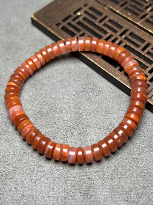 天然南红玛瑙直切药片珠手串女款玉石隔片单圈手链送女友闺蜜礼物