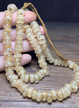 古玩老珠天然大孔白水晶算盘珠隔片108手串文玩配饰民族风玉石串
