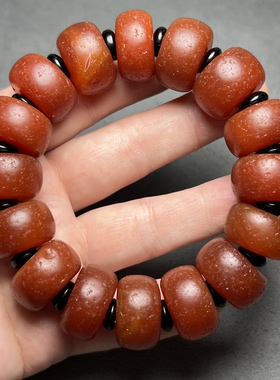 包浆大孔满风化老玛瑙磨盘珠手串红润老气算盘珠佛珠手链念珠配饰