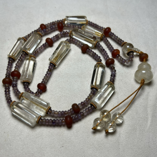 尼泊尔老水晶多棱珠白水晶勒子水晶长管多宝老珠子散珠项链配珠