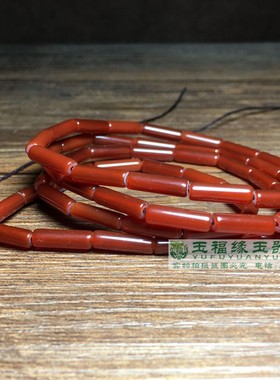 老玛瑙光面细长管珠项链玉髓老珠细勒子手串diy配珠散珠手链长串